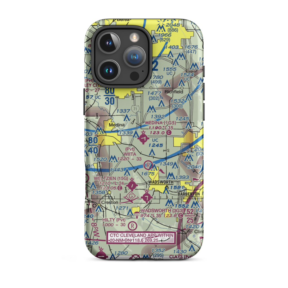 Medina Municipal Airport (1G5) VFR Sectional  Tough iPhone Case iPhone 16 Pro Max model shown