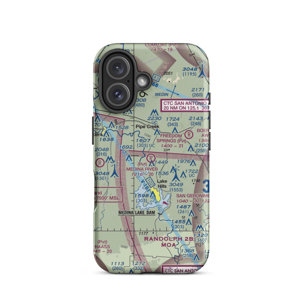 Medina River Ranch Airport (XS43) VFR Sectional  Tough iPhone Case iPhone 16 model shown