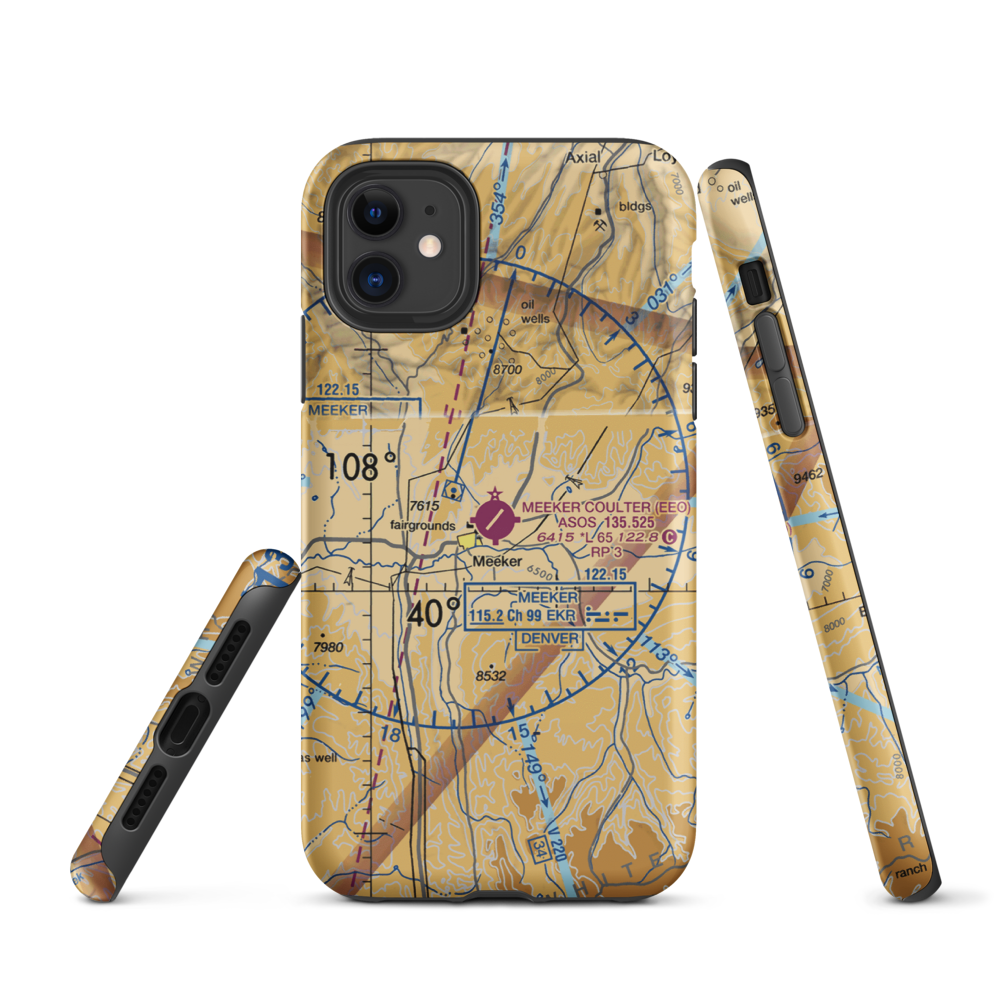 Meeker Airport (EEO) VFR Sectional  Tough iPhone Case iPhone 11 model shown