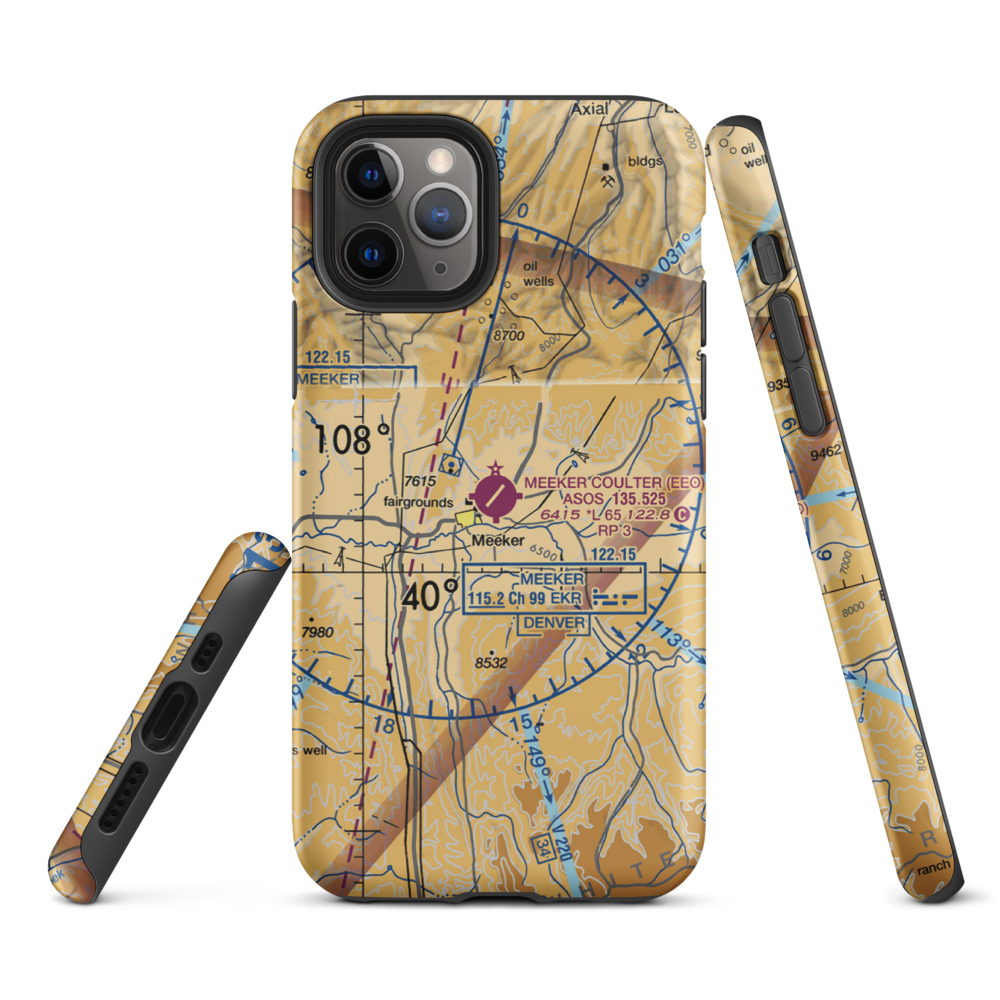 Meeker Airport (EEO) VFR Sectional  Tough iPhone Case iPhone 11 Pro model shown