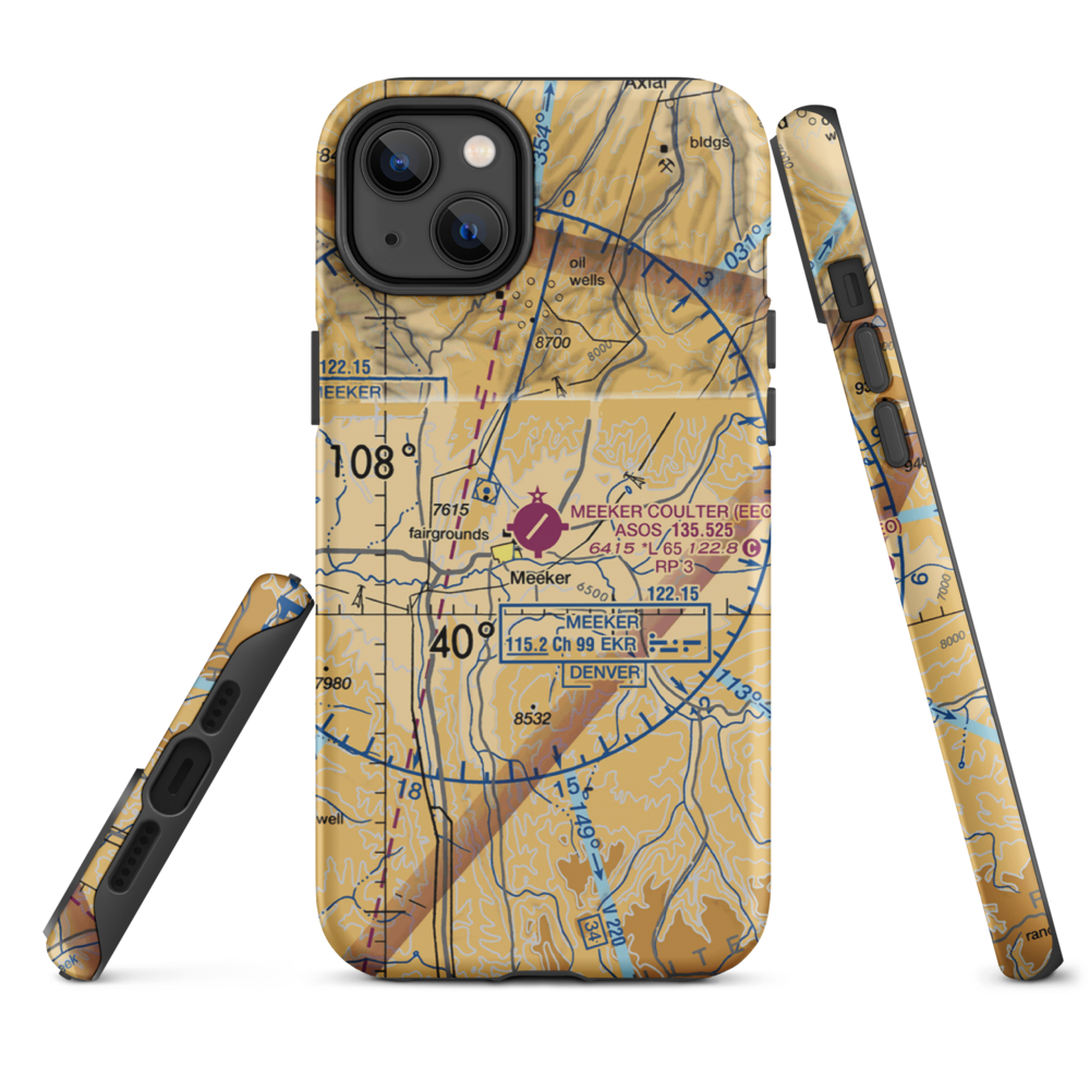 Meeker Airport (EEO) VFR Sectional  Tough iPhone Case iPhone 14 Plus model shown