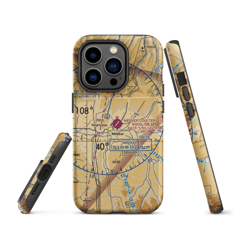 Meeker Airport (EEO) VFR Sectional  Tough iPhone Case iPhone 14 Pro model shown