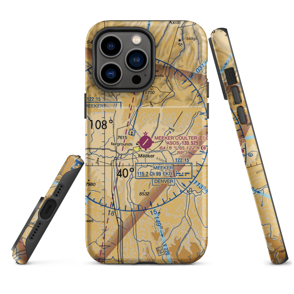 Meeker Airport (EEO) VFR Sectional  Tough iPhone Case iPhone 14 Pro Max model shown