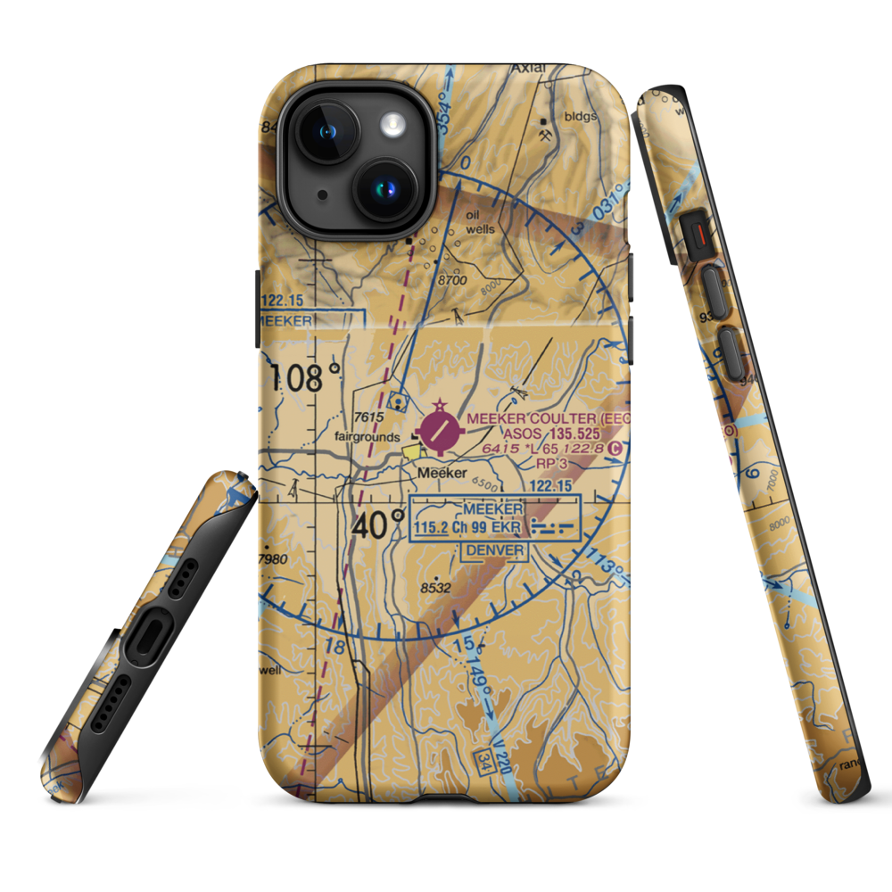 Meeker Airport (EEO) VFR Sectional  Tough iPhone Case iPhone 15 Plus model shown