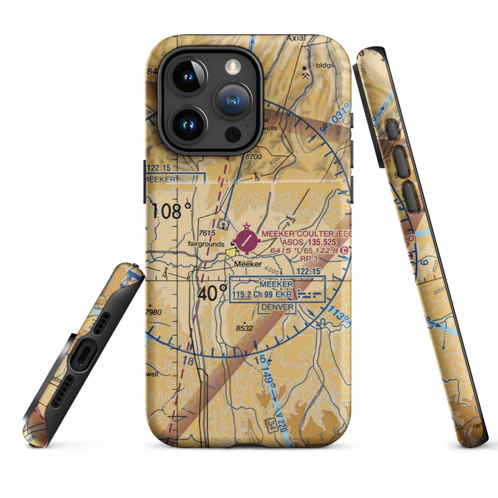Meeker Airport (EEO) VFR Sectional  Tough iPhone Case iPhone 15 Pro Max model shown