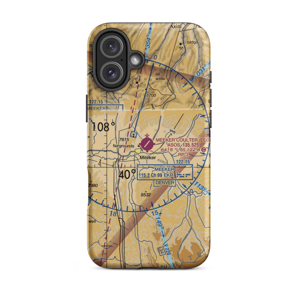 Meeker Airport (EEO) VFR Sectional  Tough iPhone Case iPhone 16 Plus model shown