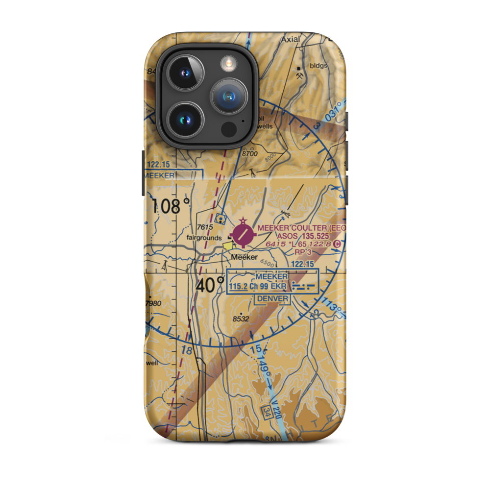 Meeker Airport (EEO) VFR Sectional  Tough iPhone Case iPhone 16 Pro Max model shown