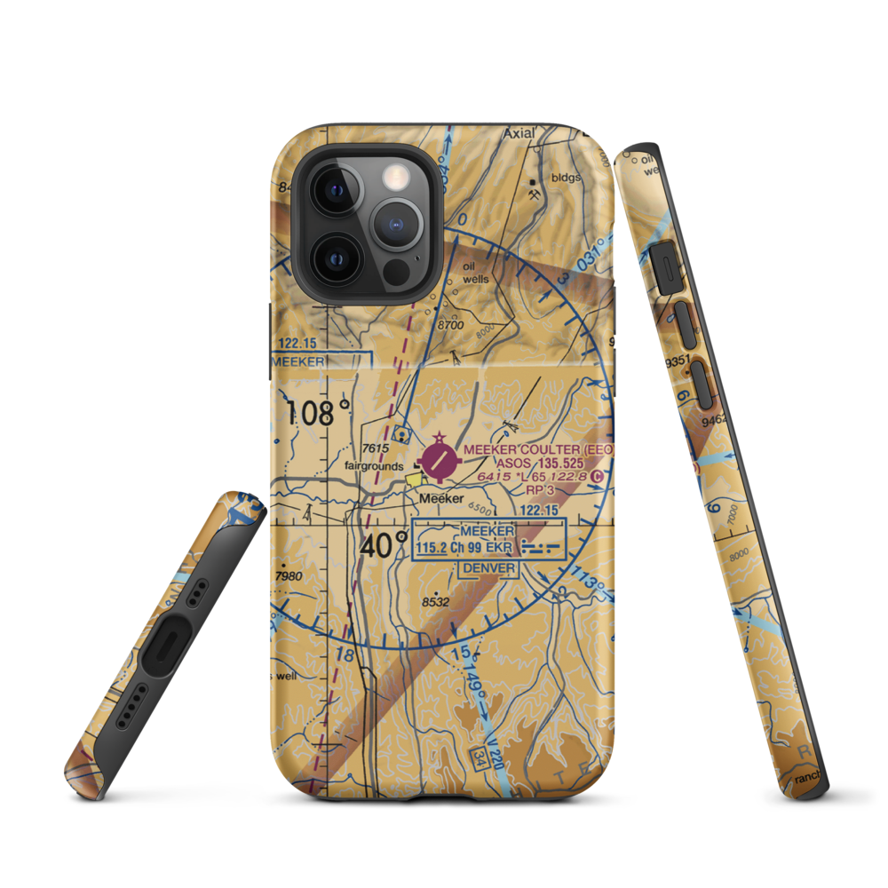 Meeker Airport (EEO) VFR Sectional  Tough iPhone Case iPhone 12 Pro model shown
