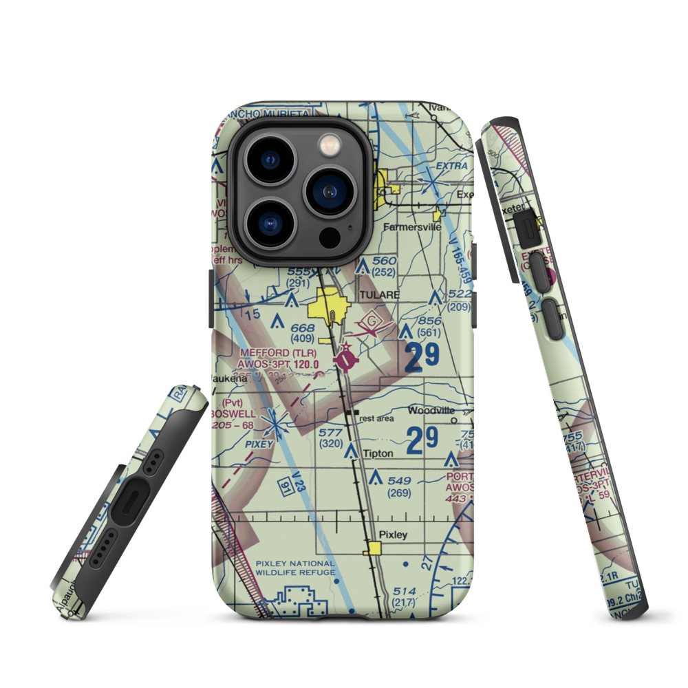 Mefford Field (TLR) VFR Sectional  Tough iPhone Case iPhone 14 Pro model shown