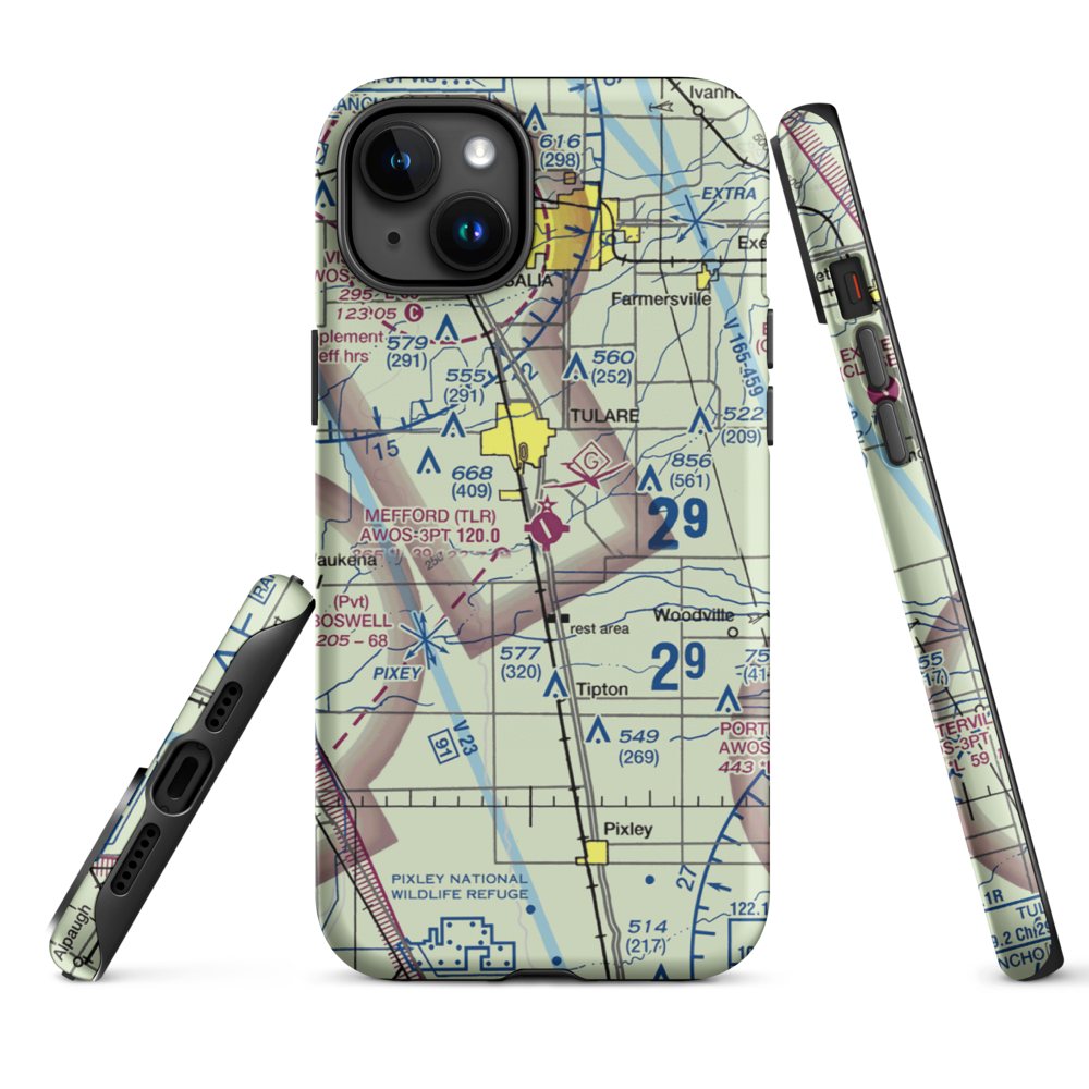Mefford Field (TLR) VFR Sectional  Tough iPhone Case iPhone 15 Plus model shown