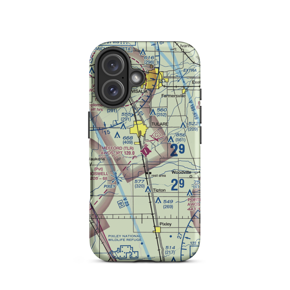 Mefford Field (TLR) VFR Sectional  Tough iPhone Case iPhone 16 model shown