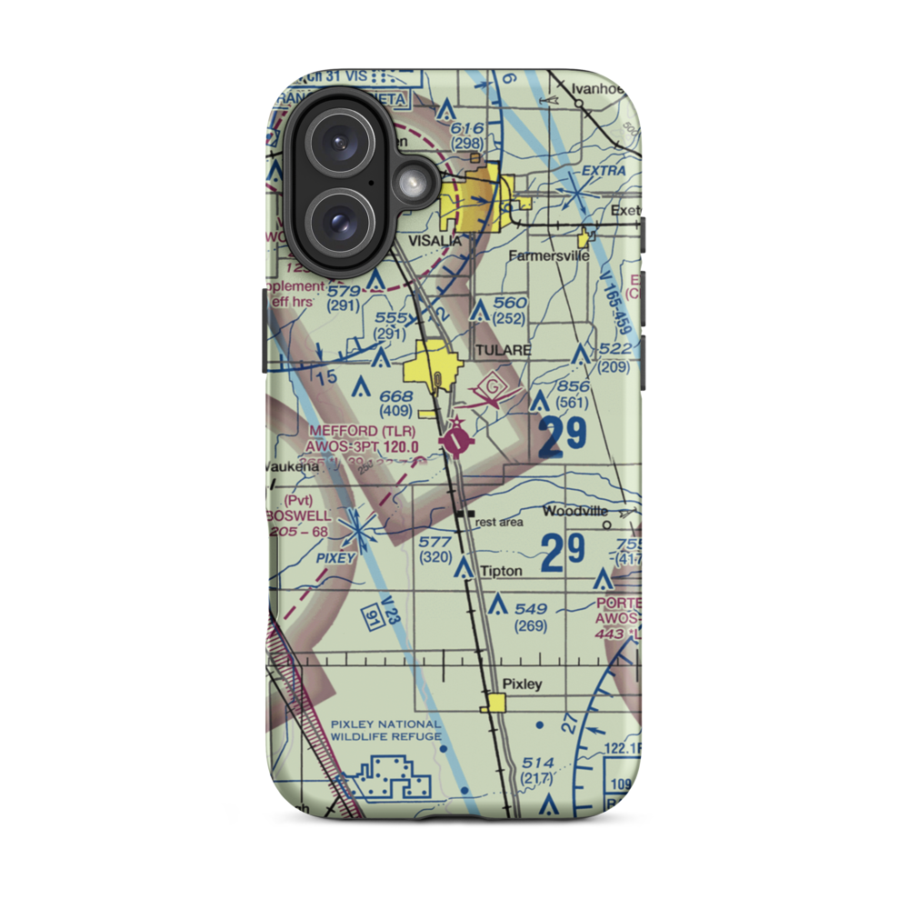 Mefford Field (TLR) VFR Sectional  Tough iPhone Case iPhone 16 Plus model shown