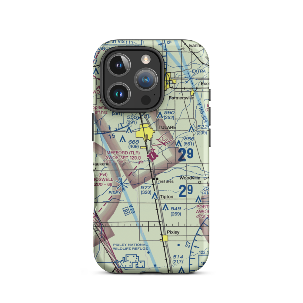 Mefford Field (TLR) VFR Sectional  Tough iPhone Case iPhone 16 Pro model shown