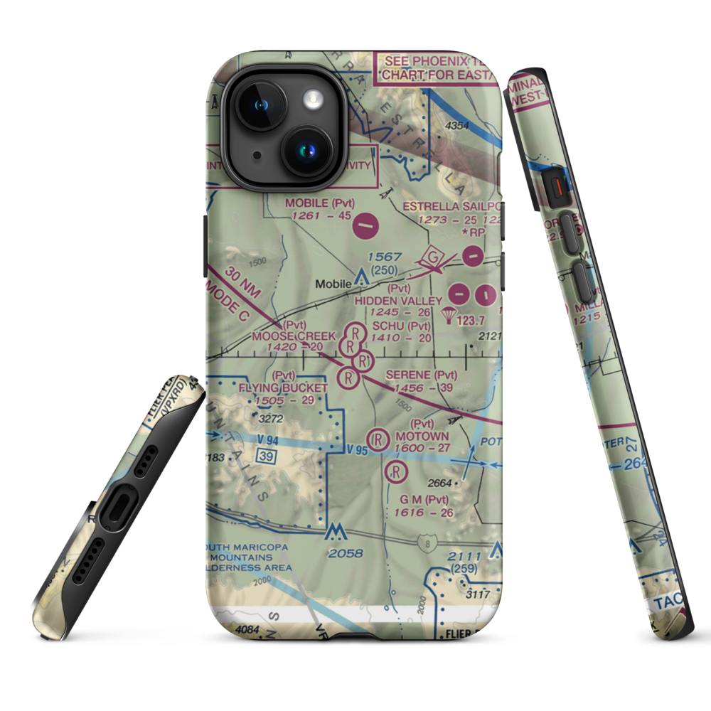 Mel's Ranch Airport (AZ78) VFR Sectional  Tough iPhone Case iPhone 15 Plus model shown