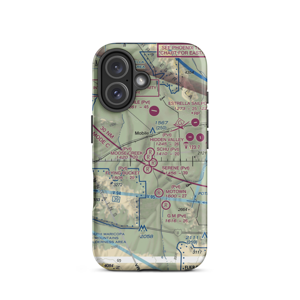 Mel's Ranch Airport (AZ78) VFR Sectional  Tough iPhone Case iPhone 16 model shown