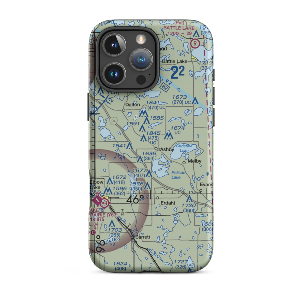 Melby Airport (13MN) VFR Sectional  Tough iPhone Case iPhone 16 Pro Max model shown