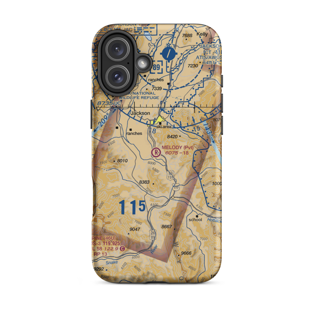 Melody Ranch Airport (WY31) VFR Sectional  Tough iPhone Case iPhone 16 Plus model shown