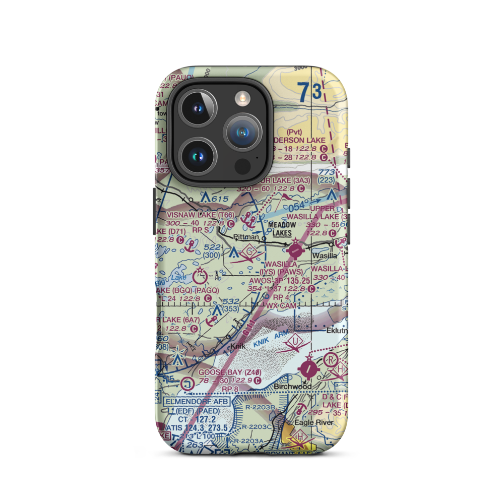 Mels Airport (38AK) VFR Sectional  Tough iPhone Case iPhone 16 Pro model shown