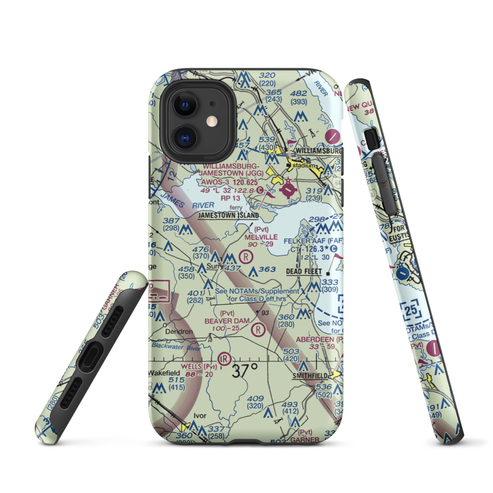 Melville Airstrip (2VA2) VFR Sectional  Tough iPhone Case iPhone 11 model shown