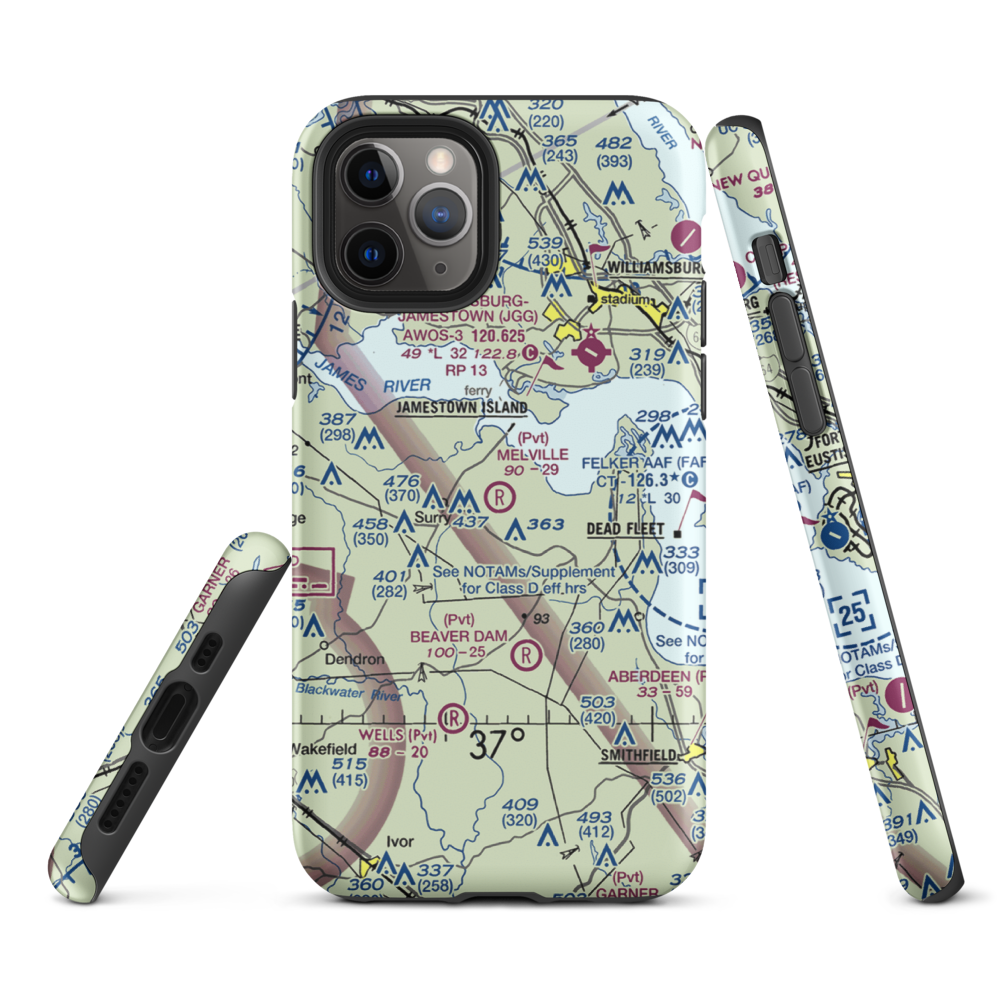 Melville Airstrip (2VA2) VFR Sectional  Tough iPhone Case iPhone 11 Pro model shown