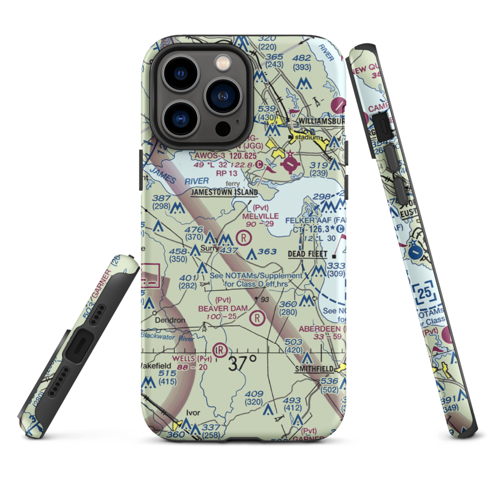 Melville Airstrip (2VA2) VFR Sectional  Tough iPhone Case iPhone 13 Pro Max model shown