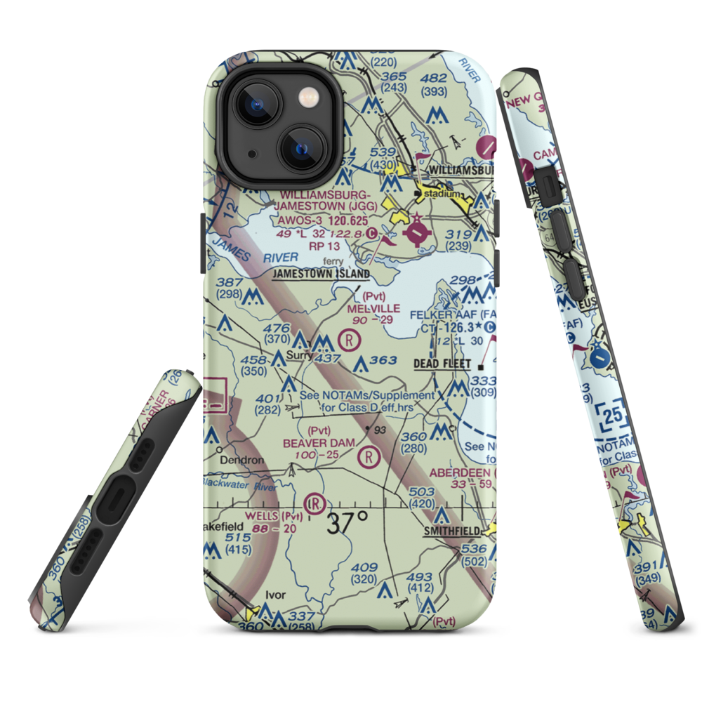 Melville Airstrip (2VA2) VFR Sectional  Tough iPhone Case iPhone 14 Plus model shown