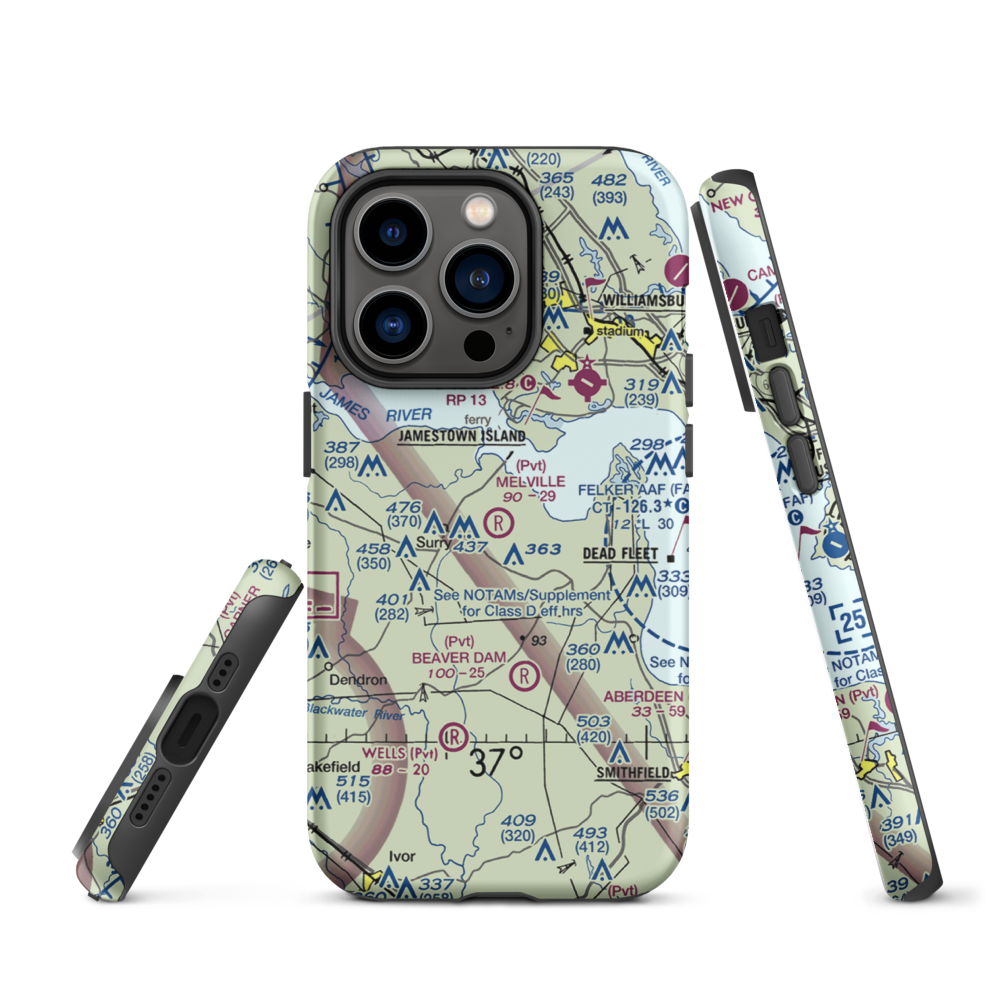 Melville Airstrip (2VA2) VFR Sectional  Tough iPhone Case iPhone 14 Pro model shown