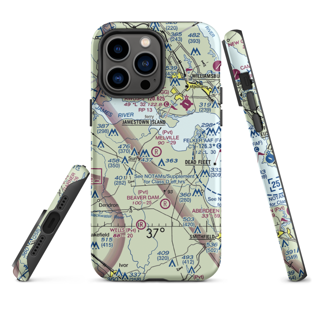 Melville Airstrip (2VA2) VFR Sectional  Tough iPhone Case iPhone 14 Pro Max model shown