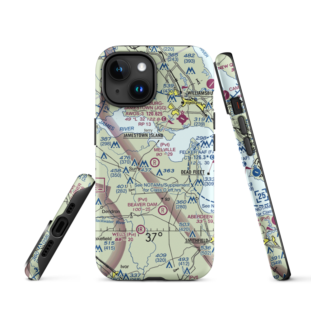 Melville Airstrip (2VA2) VFR Sectional  Tough iPhone Case iPhone 15 model shown