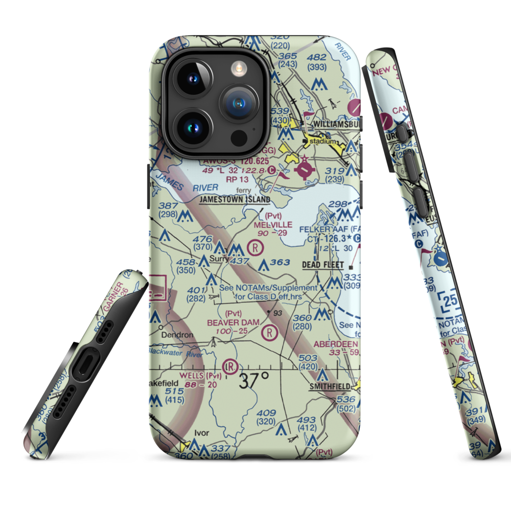 Melville Airstrip (2VA2) VFR Sectional  Tough iPhone Case iPhone 15 Pro Max model shown