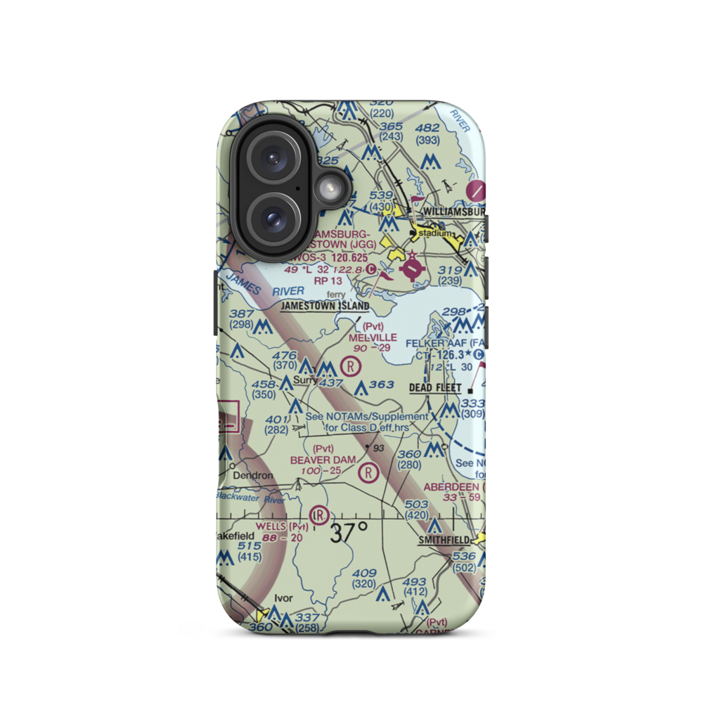 Melville Airstrip (2VA2) VFR Sectional  Tough iPhone Case iPhone 16 model shown
