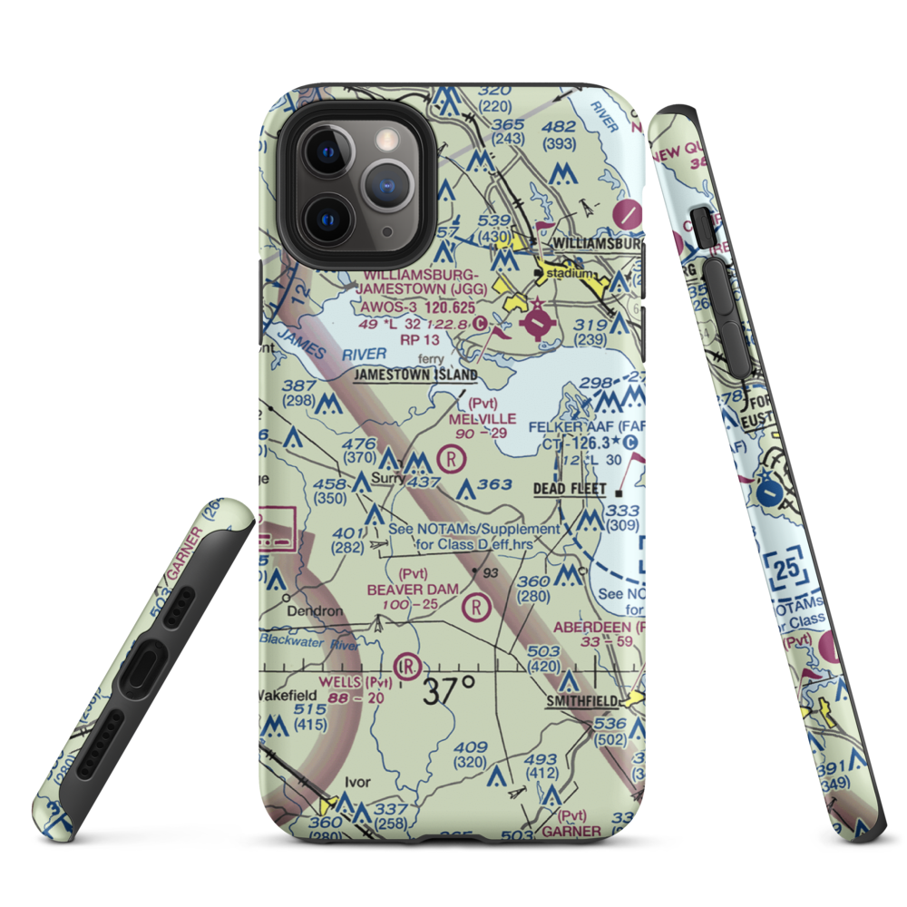 Melville Airstrip (2VA2) VFR Sectional  Tough iPhone Case iPhone 11 Pro Max model shown
