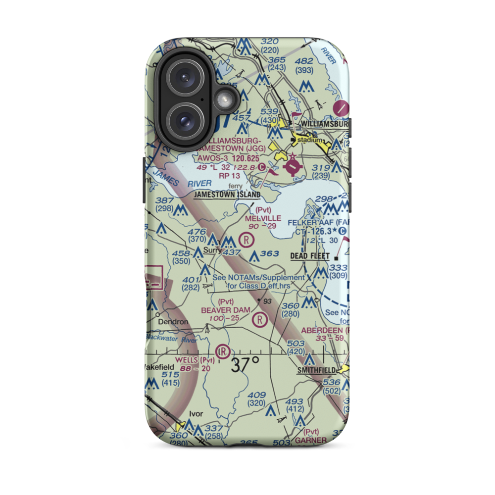 Melville Airstrip (2VA2) VFR Sectional  Tough iPhone Case iPhone 16 Plus model shown