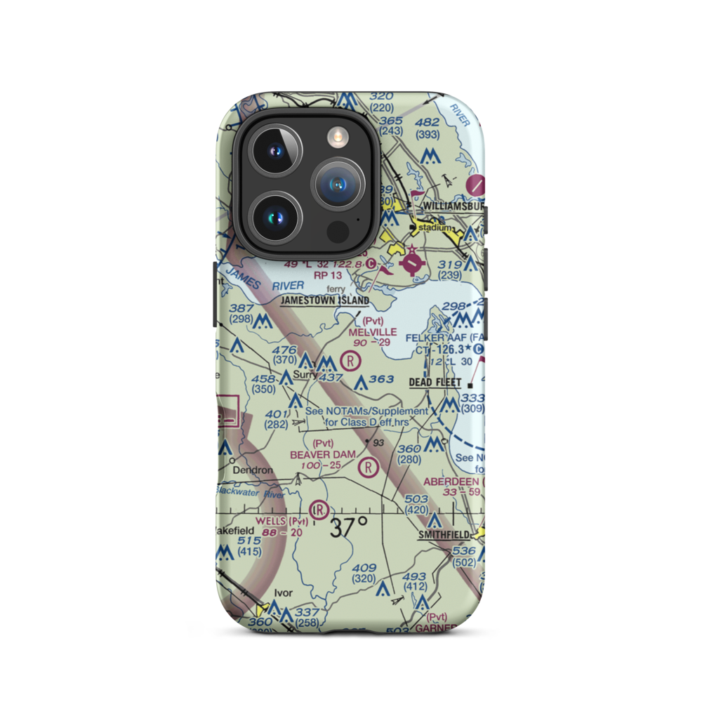 Melville Airstrip (2VA2) VFR Sectional  Tough iPhone Case iPhone 16 Pro model shown