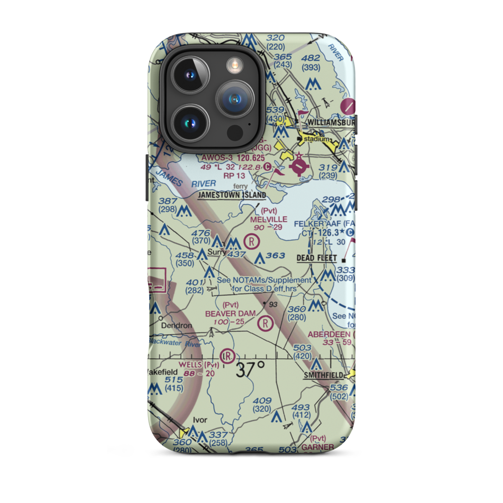 Melville Airstrip (2VA2) VFR Sectional  Tough iPhone Case iPhone 16 Pro Max model shown