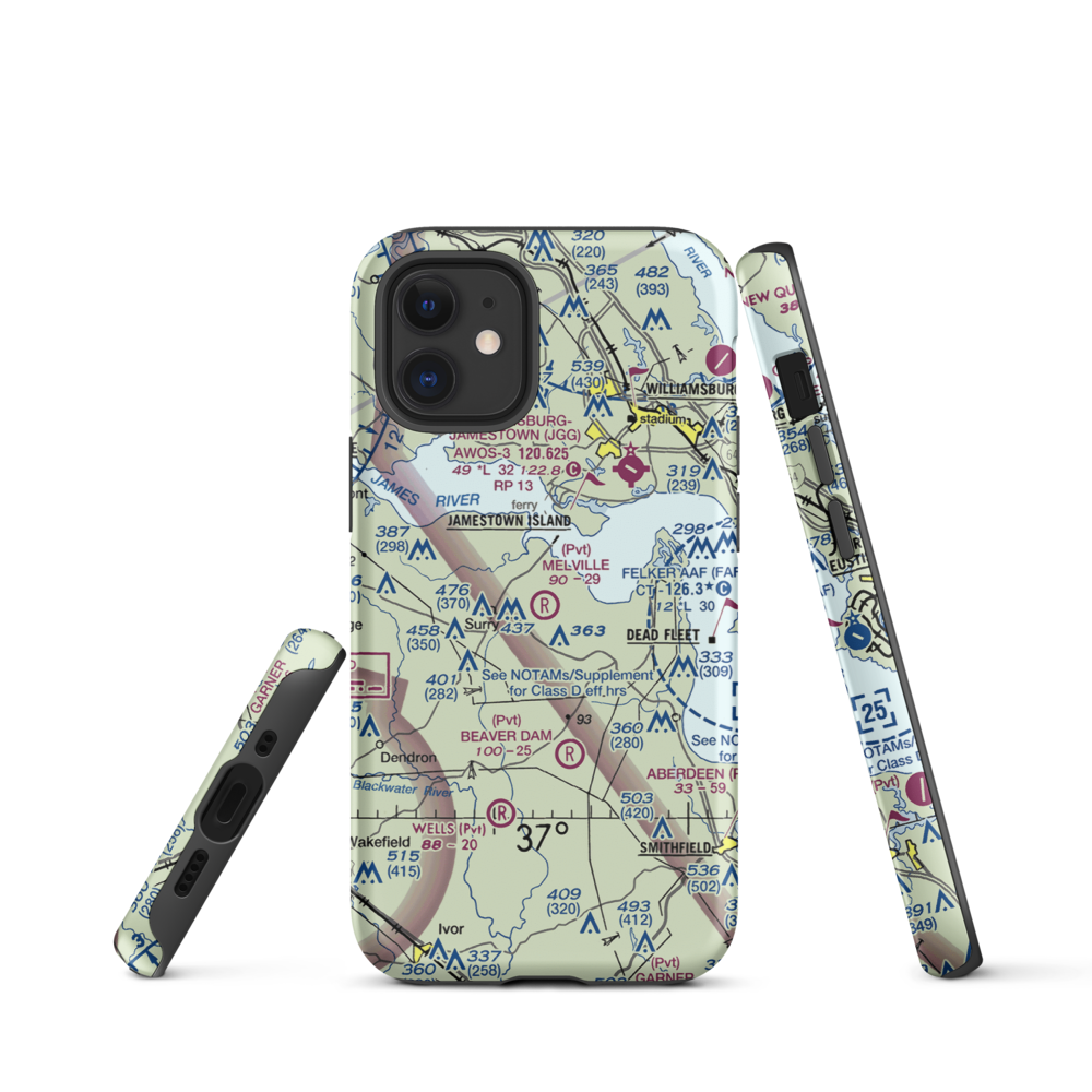 Melville Airstrip (2VA2) VFR Sectional  Tough iPhone Case iPhone 12 mini model shown