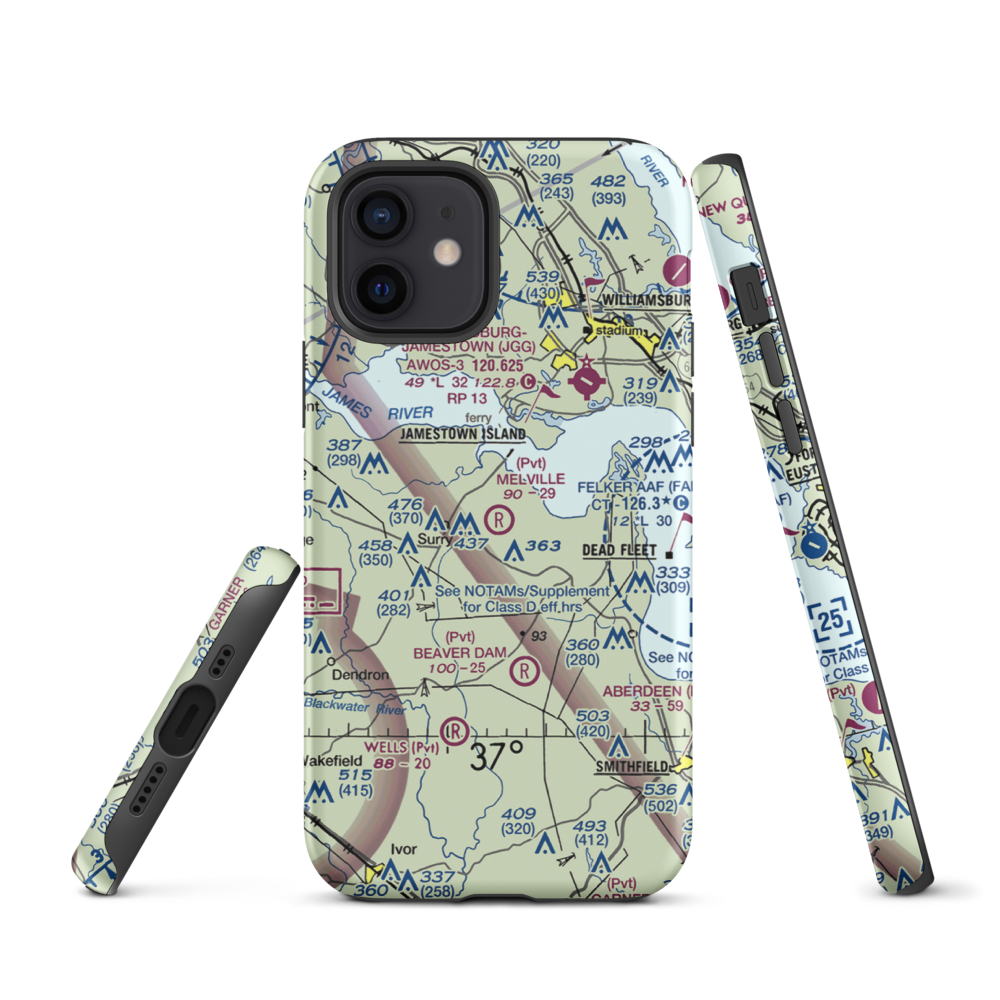 Melville Airstrip (2VA2) VFR Sectional  Tough iPhone Case iPhone 12 model shown