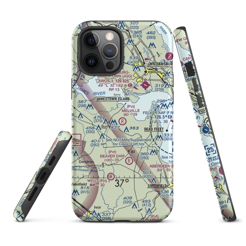Melville Airstrip (2VA2) VFR Sectional  Tough iPhone Case iPhone 12 Pro Max model shown