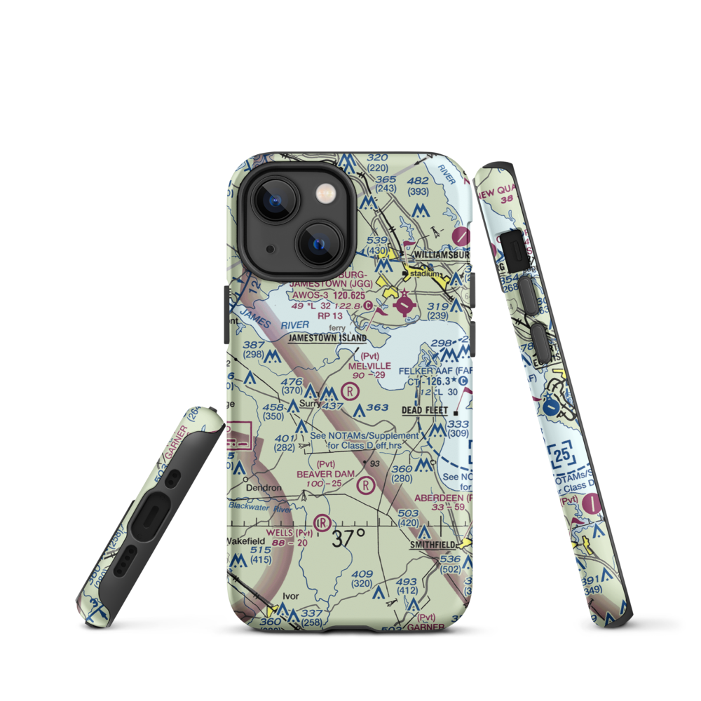 Melville Airstrip (2VA2) VFR Sectional  Tough iPhone Case iPhone 13 mini model shown