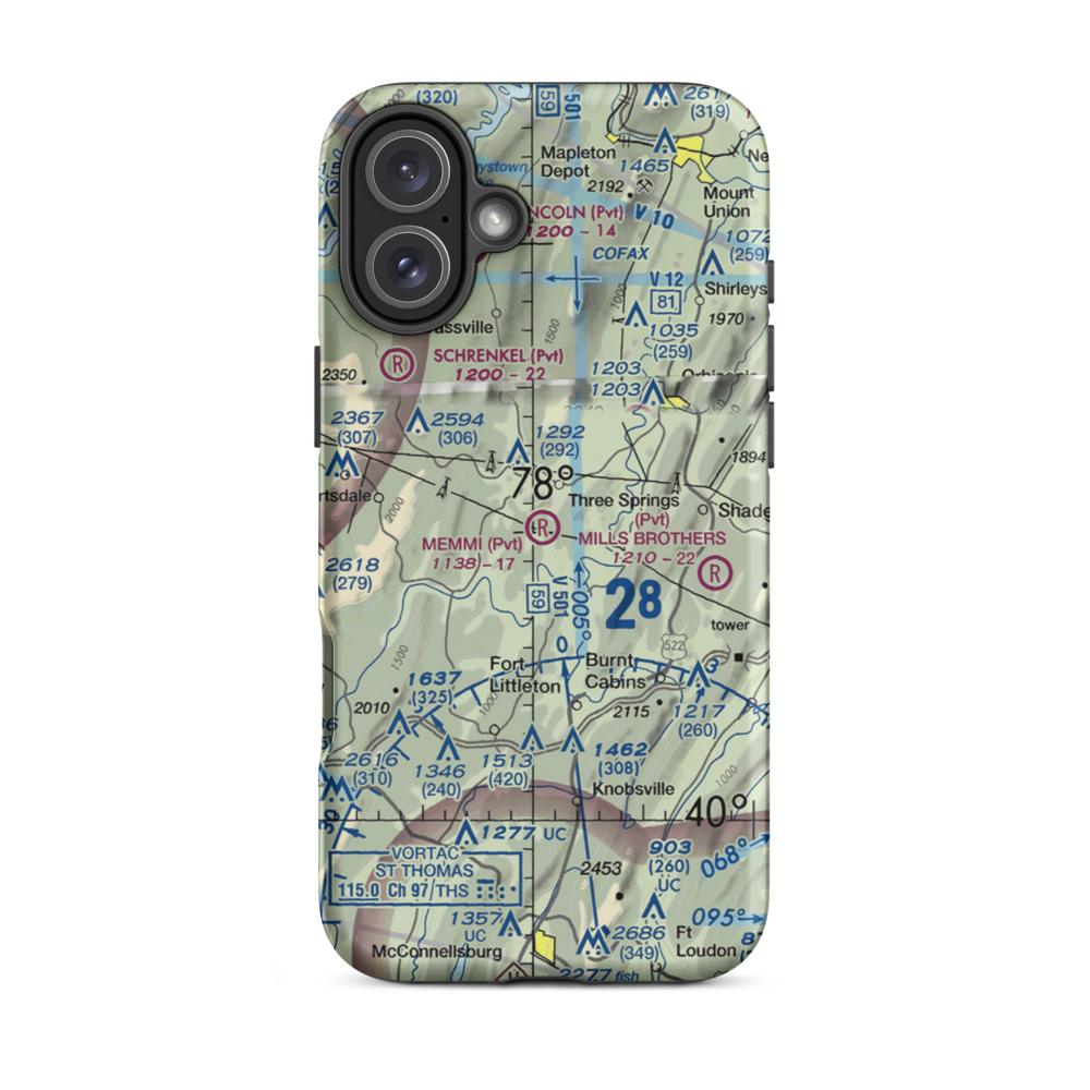 Memmi Airport (0PN6) VFR Sectional  Tough iPhone Case iPhone 16 Plus model shown