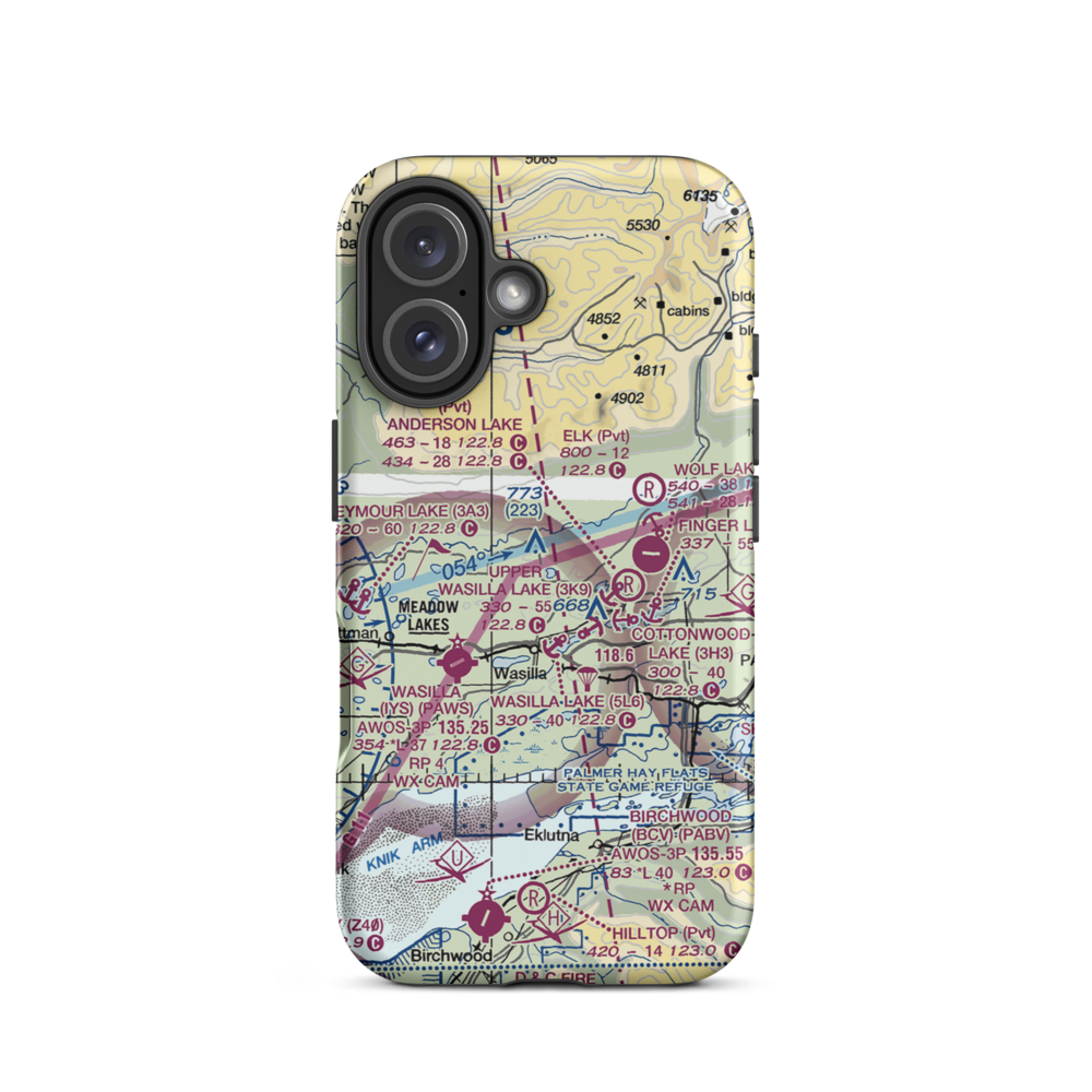 Memory Lake Airport (5AK8) VFR Sectional  Tough iPhone Case iPhone 16 model shown