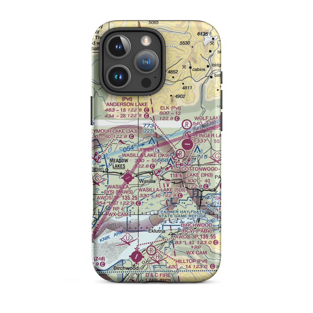 Memory Lake Seaplane Base (69AK) VFR Sectional  Tough iPhone Case iPhone 16 Pro Max model shown
