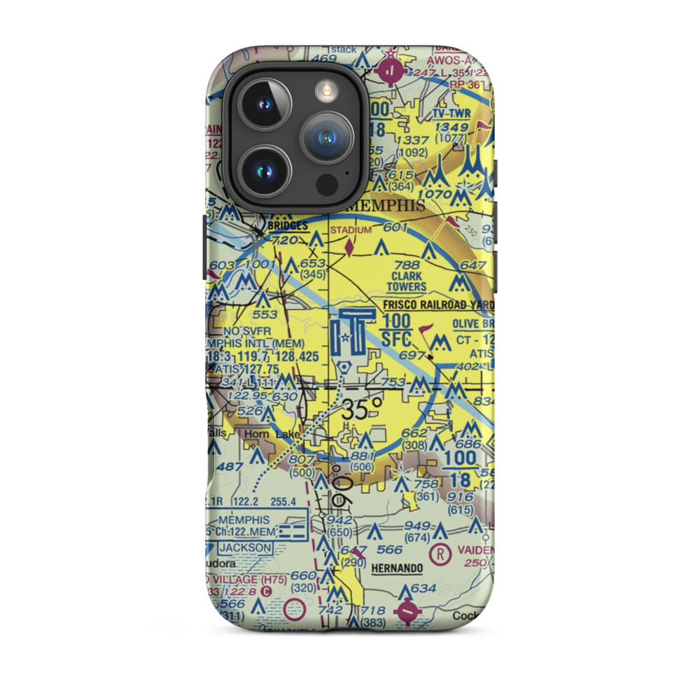 Memphis International Airport (MEM) VFR Sectional  Tough iPhone Case iPhone 16 Pro Max model shown