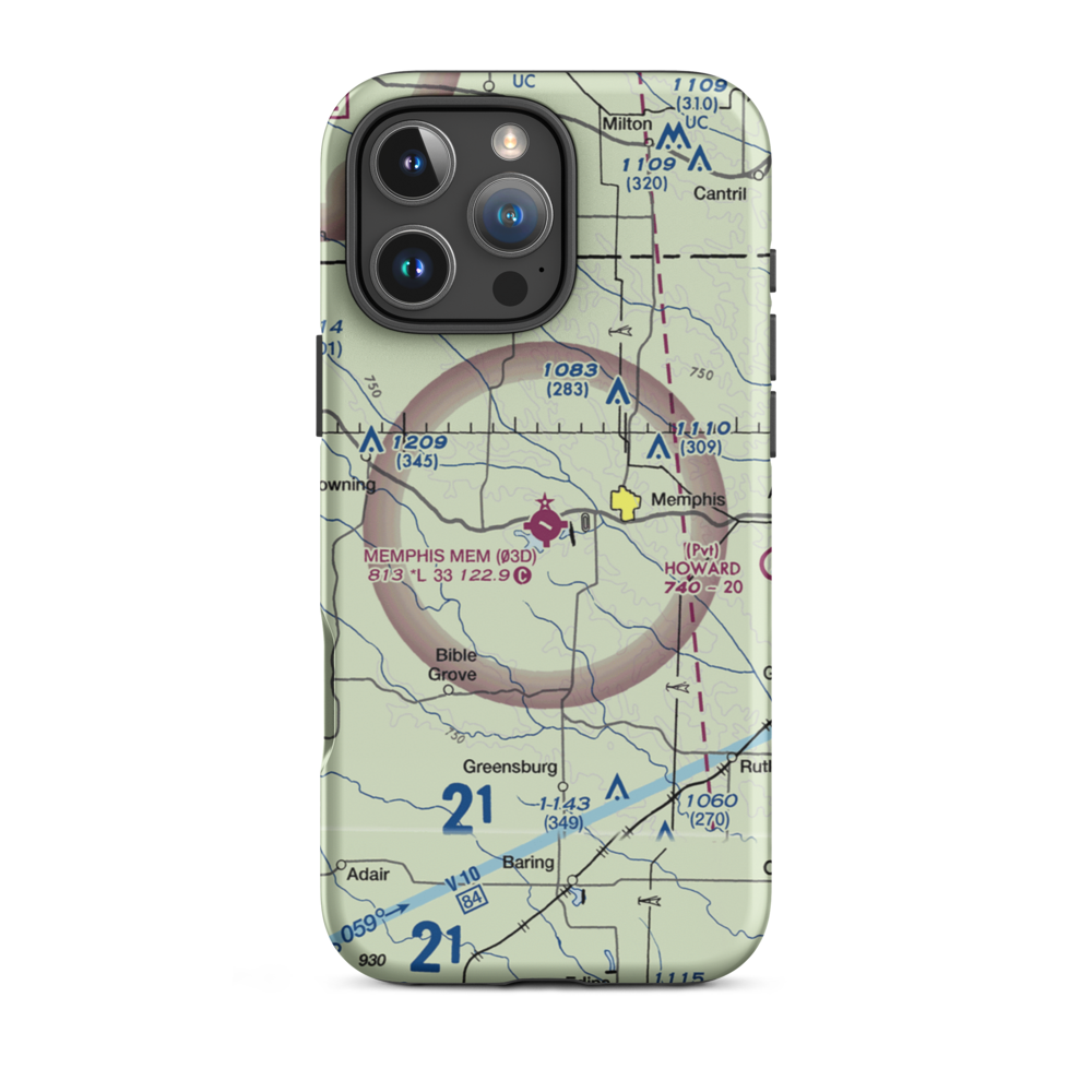 Memphis Memorial Airport (03D) VFR Sectional  Tough iPhone Case iPhone 16 Pro Max model shown