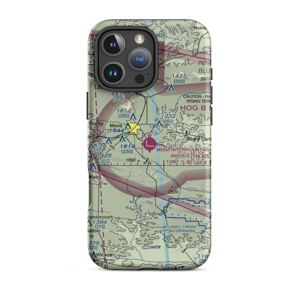 Mena Intermountain Municipal Airport (MEZ) VFR Sectional  Tough iPhone Case iPhone 16 Pro Max model shown