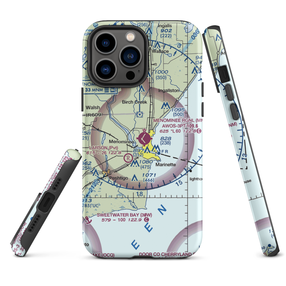 Menominee Regional Airport (MNM) VFR Sectional  Tough iPhone Case iPhone 13 Pro Max model shown