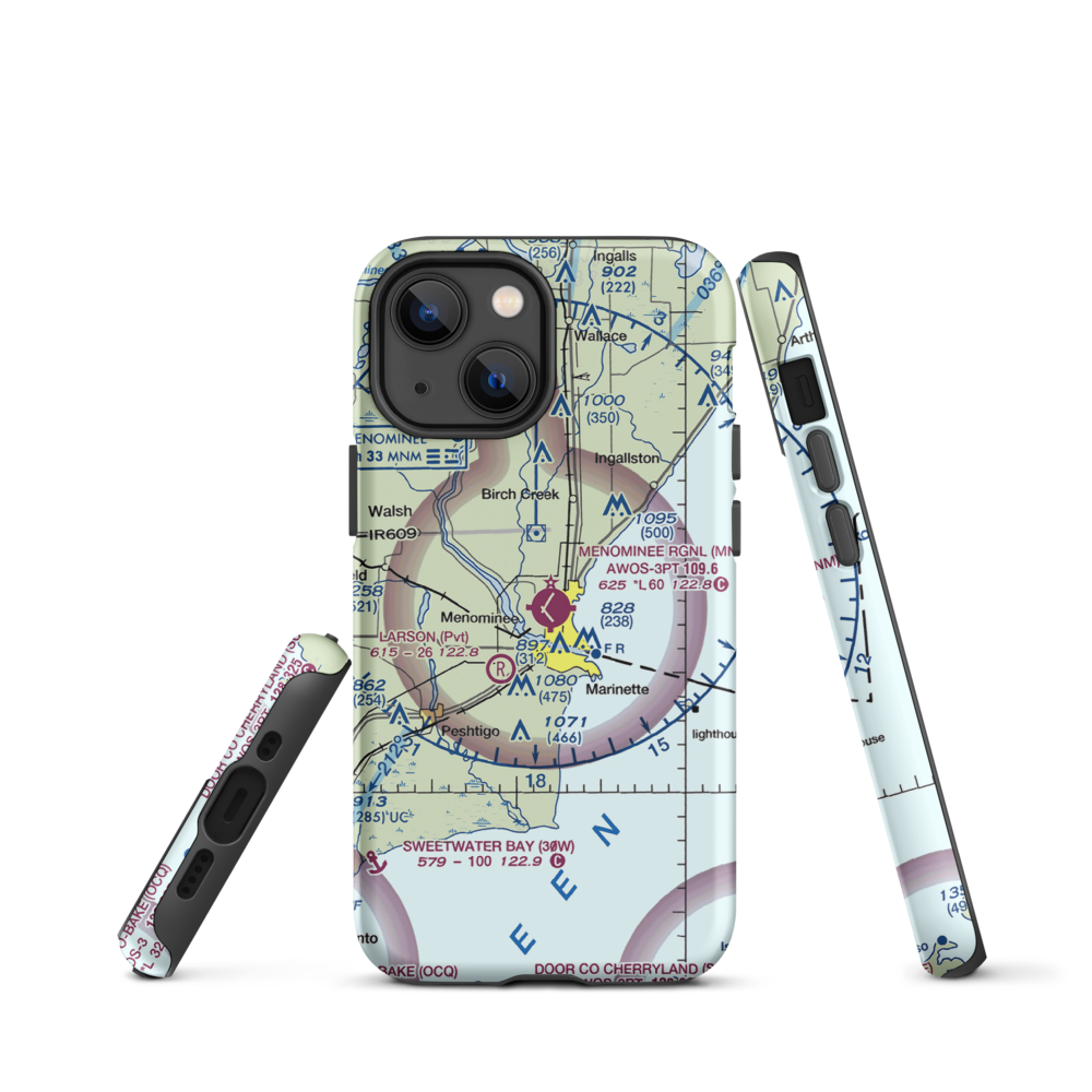 Menominee Regional Airport (MNM) VFR Sectional  Tough iPhone Case iPhone 13 mini model shown