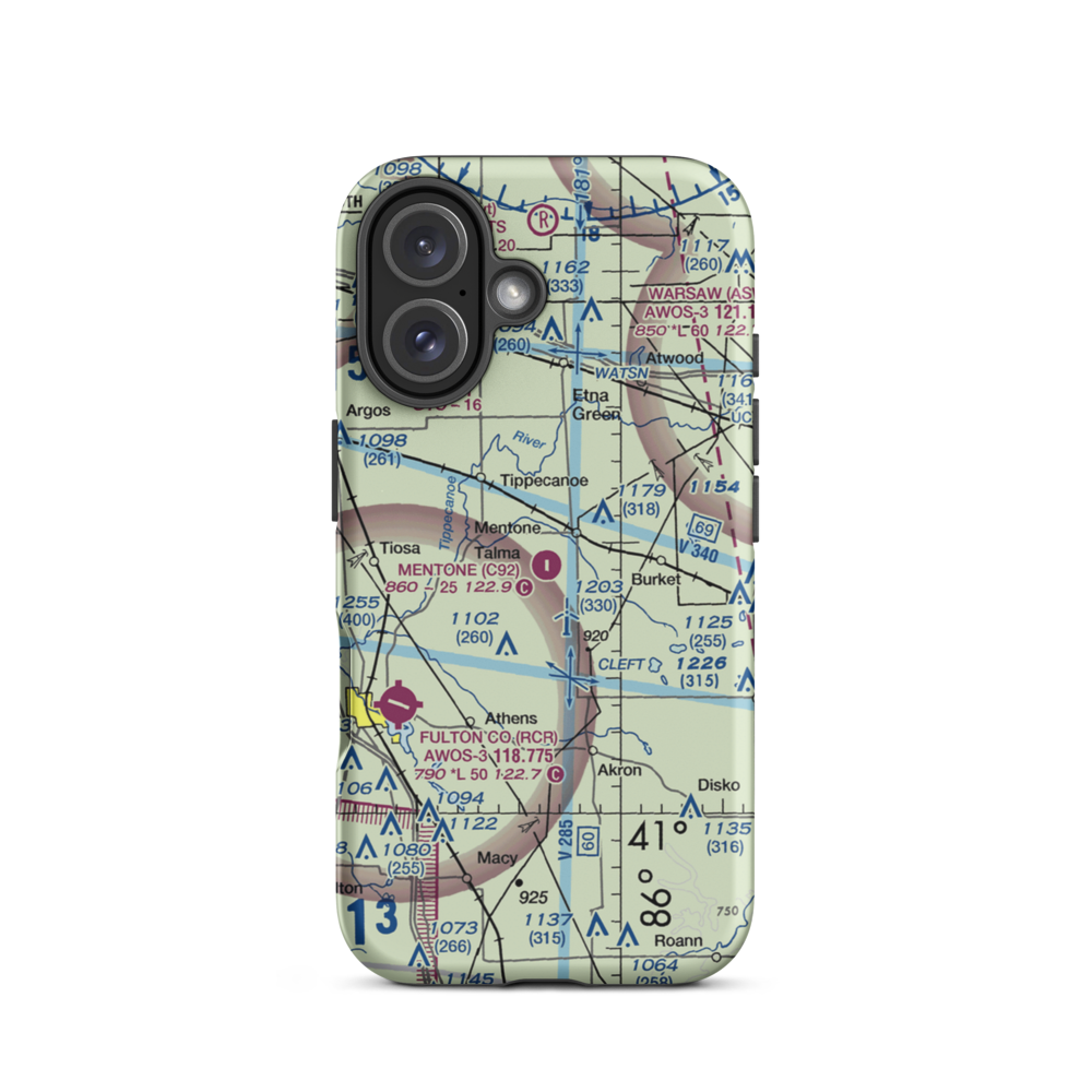 Mentone Airport (C92) VFR Sectional  Tough iPhone Case iPhone 16 model shown