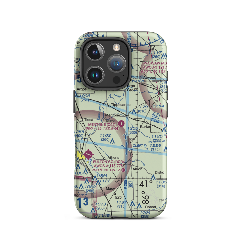 Mentone Airport (C92) VFR Sectional  Tough iPhone Case iPhone 16 Pro model shown