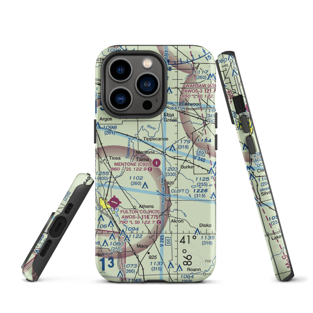 Mentone Airport (C92) VFR Sectional  Tough iPhone Case iPhone 13 Pro model shown